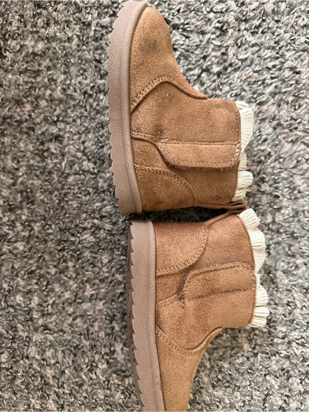 wonder nation Tan Bow Suede-Look Knit Cuff Kids Boots